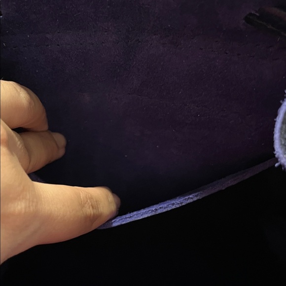 Drawstring cobalt Leather Backpack - Picture 7 of 10